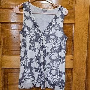 J. Jill Gray and White Tank Top S